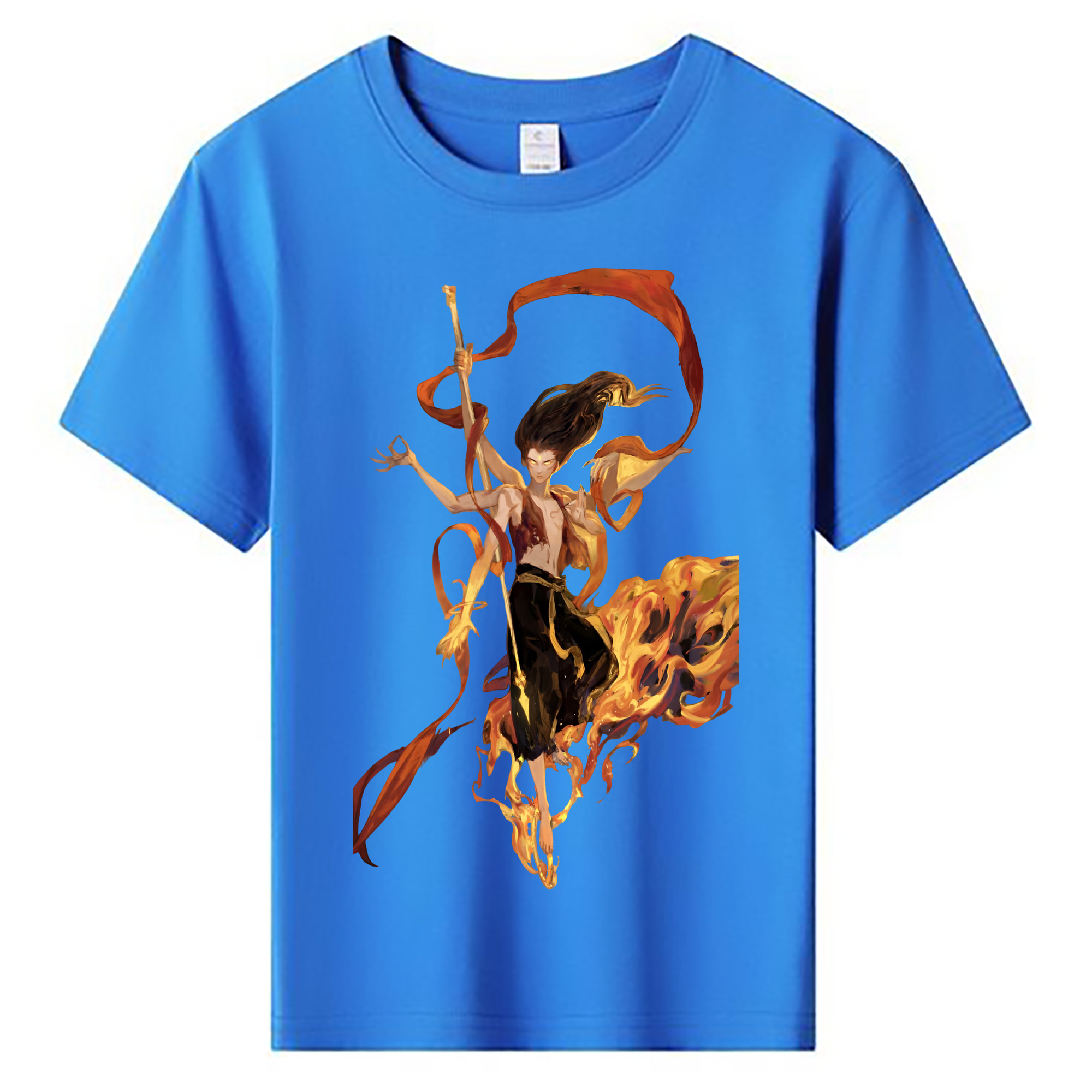 （画像用） Ne Zha 2 ナタ 魔童の大暴れ 綿100％キッズTシャツ（フロントプリント）